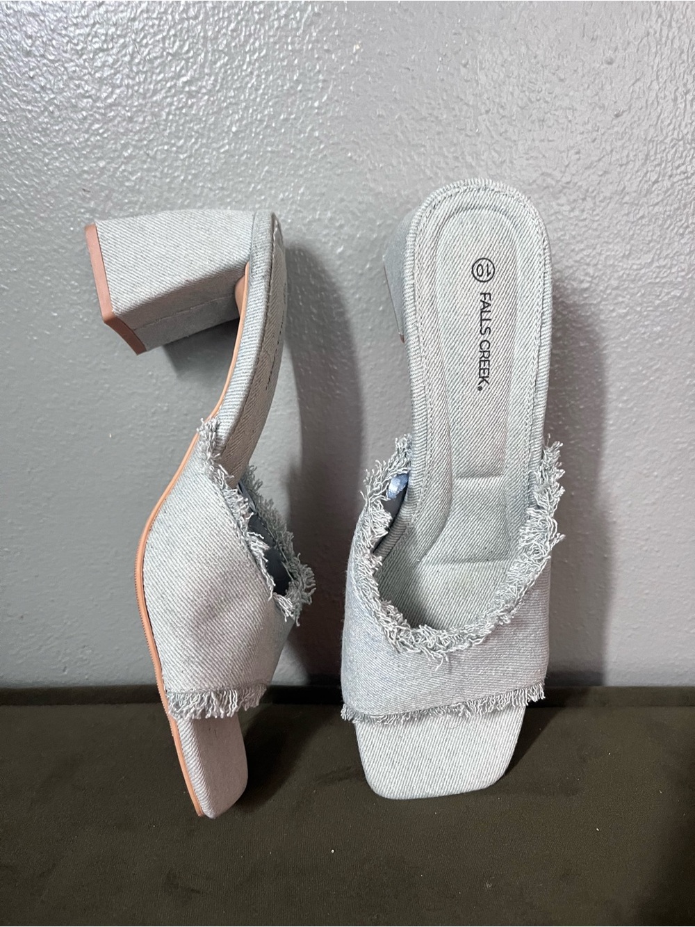 Falls Creek Light blue denim Frayed Slide Heels for Women